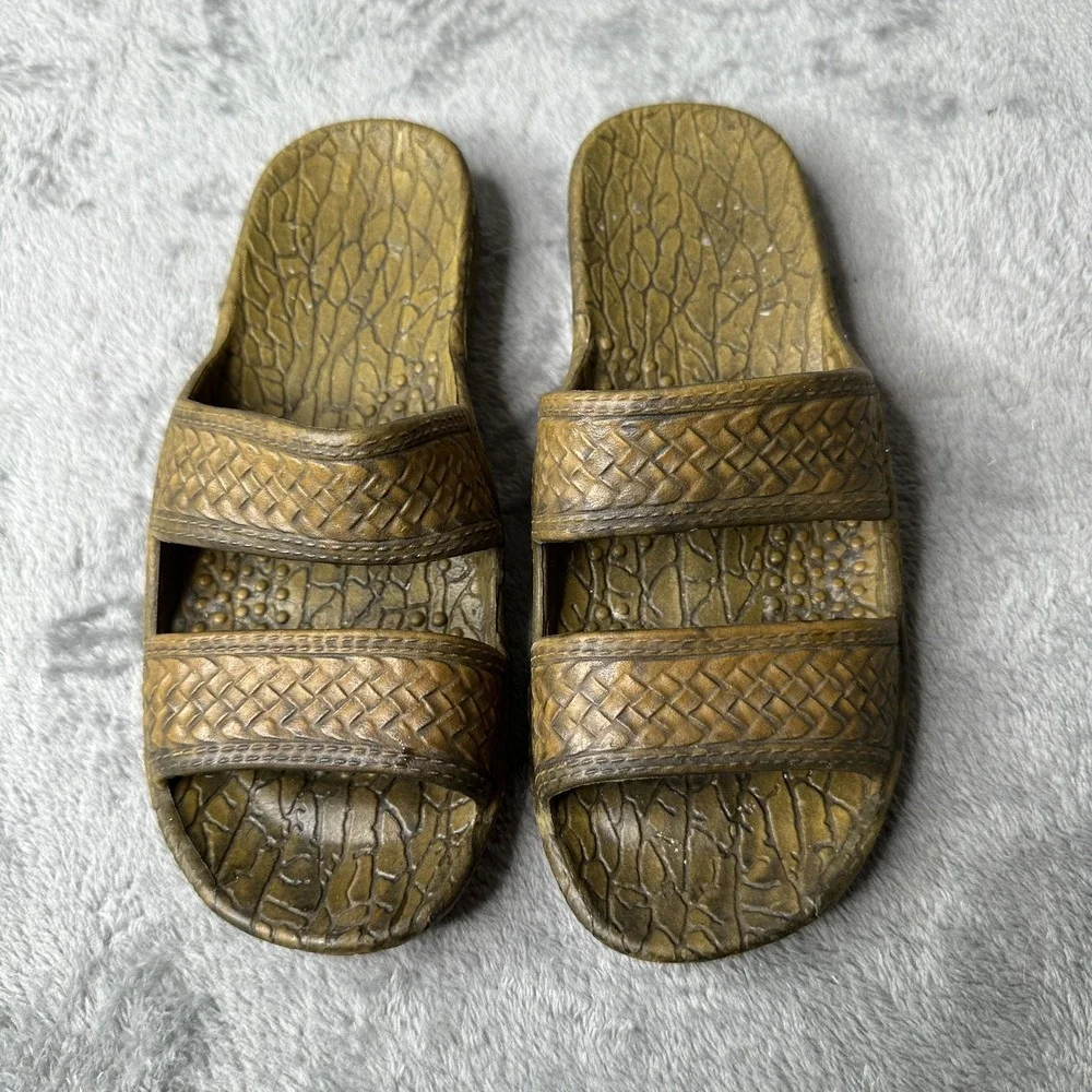 Pali Hawaii Jandal Slide Sandals Mens Size 6 Double‎ Strap Rubber Comfort Beach